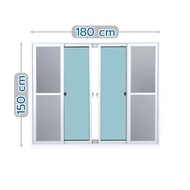 หน้าต่างบานเลื่อน อะลูมิเนียม S-F-S มุ้ง SANKYOALUMI J-TRUST 180X150 ซม. สีขาว