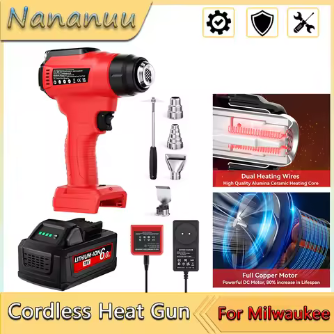 Nananuu Cordless Heat Gun For Milwaukee M18 Battery Handheld Electric Hot Air Gun For Crafts Shrink 