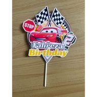 Custom 3D Cake Topper with Cars mcqueen Theme for Children's Birthday Custom Name Cake Topper/