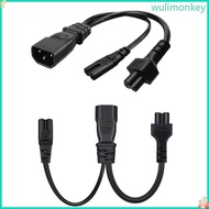 WU IEC C14 Male Plug Extension Power Cable 3Pin Connector IEC320-C14 to IEC320-C7+C5 Converter Adapt