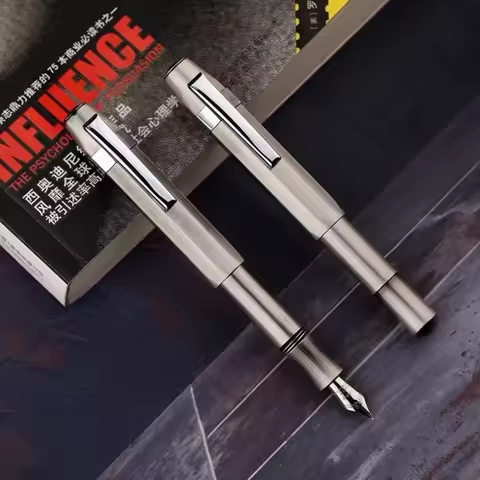 MAJOHN DELIKE Fountain Pen All Copper Vintage Travel Short Pens EF/F/Bent Nib Aluminum Alloy Office 