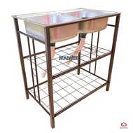 SSBR6/Stainless Steel Double Bowl Sink With Stand/DIY Stainless Steel Sink with Kitchen Sink Stand/S