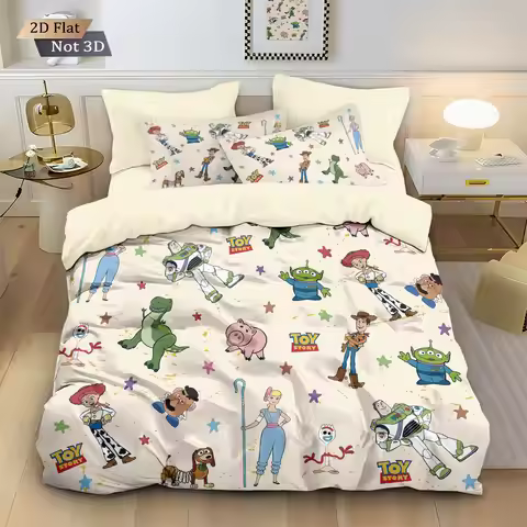 Story Animation Boy Quilt Cover Set 2-Piece, 3D Printed Bedding Set With Zipper and Pillowcases 75*5