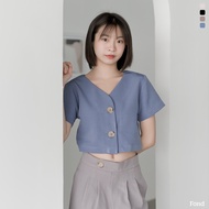 Fond - เสื้อครอป แขนสั้น เรียบง่ายดูดี แต่งได้ทุกโอกาส E00