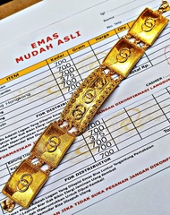 gelang emas muda asli berat 15grm kadar 700 dapat surat dari toko