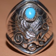 NAVAJO 純銀戒指 老應印地安風格，嘻皮，哈雷，重機，美式，印地安