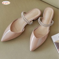 Depvashock fashion women's 3-inch pointed toe 2-strap stone-embellished thong with sizes from 33 to 