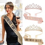 Happy Birthday Crown Ribbons Shoulder Party Shoulder Crown Banner Birthday Girl Birthday Queen