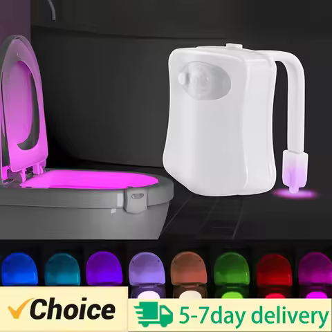 Motion Sensor Light Wireless LED Night Light RGB 8colors Lamp Toilet Bathroom Atmosphere Light Color