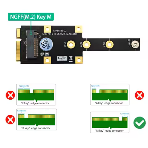 For M.2 NGFF NVME M-key/B Key SSD to Mini PCI-E Adapter Card Support 2230/2242/2260/2280 M.2 B/M Key