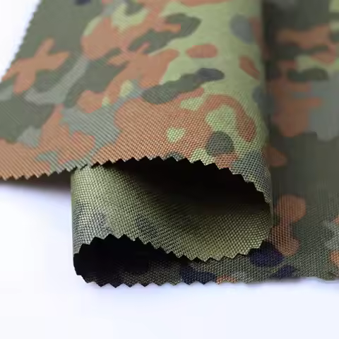 500D 1000D Nylon Germany Flecktarn Camo Fabric German Military Multitarn Camouflage Cloth PU Coating
