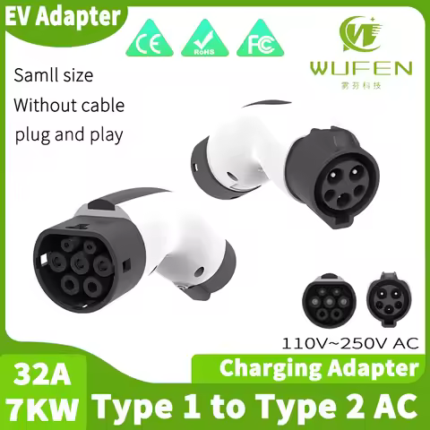 EV Charger Adapter Type 1 to Type 2 Converter 32A 7KW 250v EVSE Charging Station J1772 to Type 2 Ada