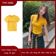 YIYI GIRL Women's t-shirt Korean style yellow tight short-sleeved t-shirt women's summer t-shirt