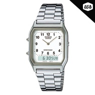 Casio Vintage Series Standard Analog Digital Silver Stainless Steel Band Watch AQ230A-7B AQ-230A-7B