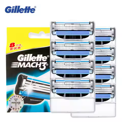 Gillette Mach3 Men'S Face Razor Blade Safe Mach 3 Shaving Hair Removal 8pc Manual Beard Shaver Razor