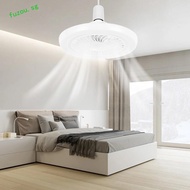 FUZOU E27 Fan Lamp, E27 Spiral Lamp Holder White E27 Fan Light, Led Ceiling Fan Dimmable Silent Thre