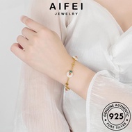 AIFEI JEWELRY Pure Gold Real Woman Chain Bracelet 925 For Enamel Bangle Fashion Jade Italy Original Beads Silver Korean Women Accessories Painted Sterling B220