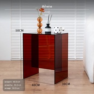 โต๊ะข้างอะคริลิกใส 1 ชิ้น โต๊ะกาแฟโปร่งใสสไตล์โมเดิร์นมินิมอลรูปทรงตัว U โต๊ะข้างโซฟา โต๊ะหัวเตียงสำ