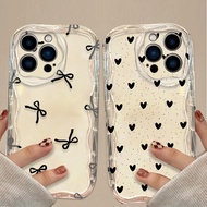 Black Bowknot Heart Wave Point Case For OPPO A6 A5 A3 Pro A3X A57 A77 A77S A58 A78 A79 A78 A98 A60 F