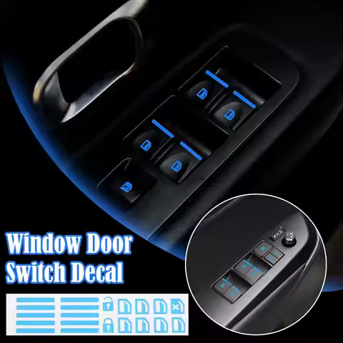 Car Window Button Luminous Blue Sticker Lifter Night Decals Fluorescent Auto Interior Car Stickers A