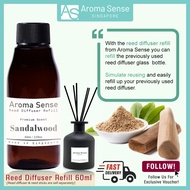 Aroma Sense Sandalwood Scent Reed Diffuser Refill (60ml) Fresh & Long Lasting Fragrance, Aromatherap