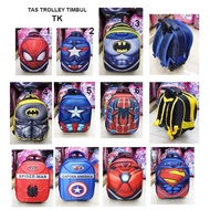 Avengers Embossed Super Hero Kindergarten School Trolley Bag - Batman Spiderman