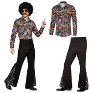 Hippie Costume Mens Outfit Set 60s 70s Hippie Adult Disco Singer Dance Party Outfits