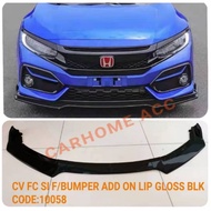 Honda Civic FC 2016-2019 SI Front Bumper add on lip (Gloss black &amp; Carbon)