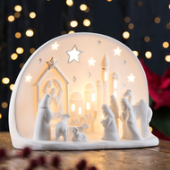 愛爾蘭Belleek Living 耶穌誕生 聖誕馬槽陶瓷造型LED夜燈