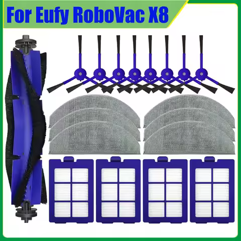 Accessories For Eufy RoboVac X8 Hybrid Vacuum Cleaner Kit Main Roller Side Brush Mop Cloth Rag Hepa 