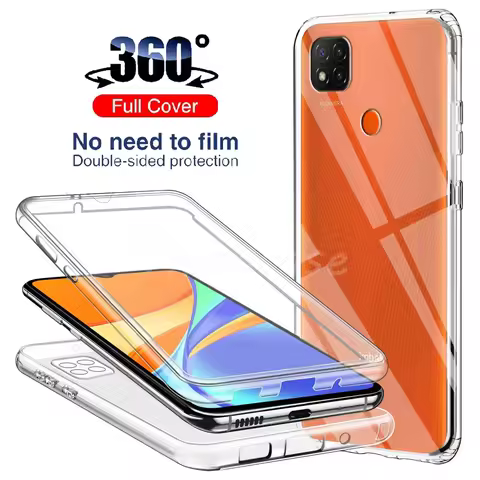 360 Full Body Double Transparent Cover for Redmi 14c 13c 12c 9C 9 9A 9T Clear Shockproof Phone Case 