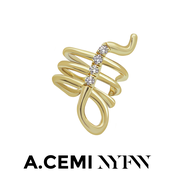 A.CEMI Spaghetti Earcuff ต่างหูเงินแท้ ชุบทอง 18K โรสโกลว์