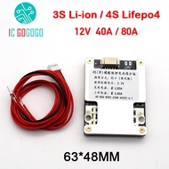 40A 80A 3S Li-ion 4S Lifepo4 Lithium Battery Protection Board 12V 18650 3.7V 3.2V with Balance BMS f
