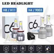 Car Front LED Headlight Headlamp C6 H11 H4 Silver 36 Watt with Cooling Fan H4 LED Headlight Projecto