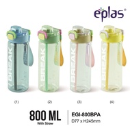EPLAS GRAPHIC 800ml 2 Way Spout One Touch Water Bottle W/Straw Handle & Safety Lock, Graphic Bottle,