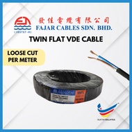 (LOOSE CUT) FAJAR CABLE 23/0.15 x 2 Core Twin Flat VDE Cable/Double PVC Twin Flat Speaker Cable (100