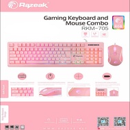 Razeak RKM-705 Set Combo มีไฟ RGB เซต เมาส์พร้อมคีย์บอร์ด สีชมพู 1-Y