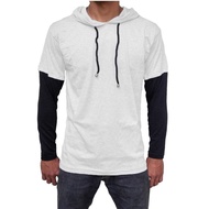 TSHIRT TOP DOUBLE LAYER HOODIE LONG SLEEVE BIG SIZE OVERSIZE JUMBO MEN WOMEN ML XL XXL 2XL XXXL 3XL 