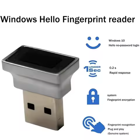USB Fingerprint Reader for Windows 10 11 Hello Biometric Scanner Padlock Unlock Laptop Accessory Mod