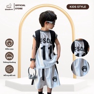 Tanktop t-shirt Set with number 11 printed + Chubee boys' white and silver shorts (4-13 years old) -