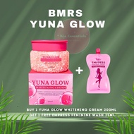 Yuna Glow Whitening Cream 200ml with BMRS Empress Feminine Wash 25ml mini For Brightening Glowing