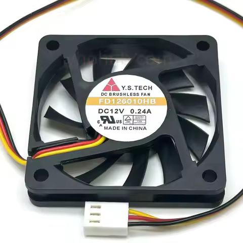 Y.S.TECH FD126010HB DC 12V 0.24A 3-Wire 60X60X10mm Server Cooling Fan