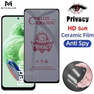 Privacy Ceramic Film Anti-Spy Soft Screen Protector For Redmi Note 13 12 12s 11 11T 11s 10 10s 9 9s 8 China Pro Plus Pro+ 4G 5G 2024