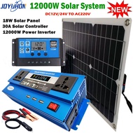 JOYUHON Solar Inverter System Kit 12000W/6000W/4000W Power Inverter 18W Solar Panel 30A Solar Chargi