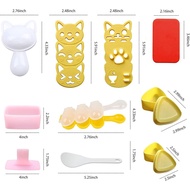 Acuan Bebola Beras Kucing Comel 6 Set Acuan Sushi Kit Aksesori Kotak Bento dengan Acuan Penekan Pemb