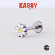 (1 Piece) White Chrysanthemum Earrings - Titanium F136 - Kassy