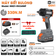 Máy Bulong Hukan X4 IMP Lực Siết 330N .m - Kèm 2 Pin 1 Sạc Tặng Bộ Khẩu 10 Món Chân Pin Phổ Thông C