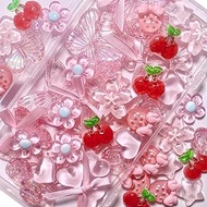 60 Pcs Pink Assorted Junk Case Charms, Cute Y2K Girly Heart Bow Flower Resin Charms Kit, 3D Pink Pho
