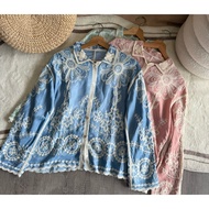 INDAH COTTON SULAM TIMBUL BLOUSE CUTE STYLE BUTANG SULAM BLOUSE