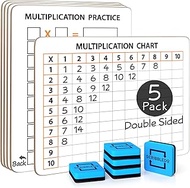 SCRIBBLEDO 5 Pack Dry Erase Multiplication Chart White Board 9" x 12" Multiplication Table Double Si